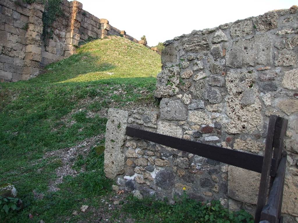 VI.9.1 Pompeii. December 2006. Site of east part of wall that used to contain the street altar.