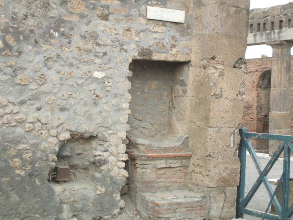 Outside VIII.2.11 Pompeii. Street altar at corner of Via delle Scuole.