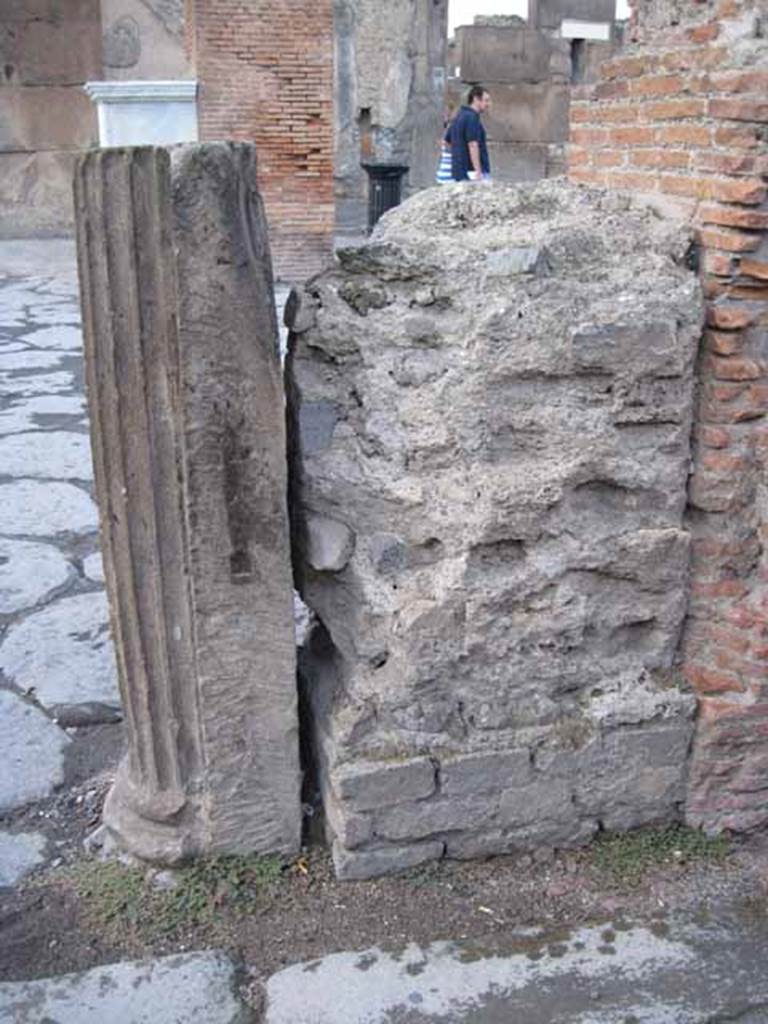 Arch of Marcus Holconius Rufus. September 2010. South-west pillar, south side. Photo courtesy of Drew Baker.