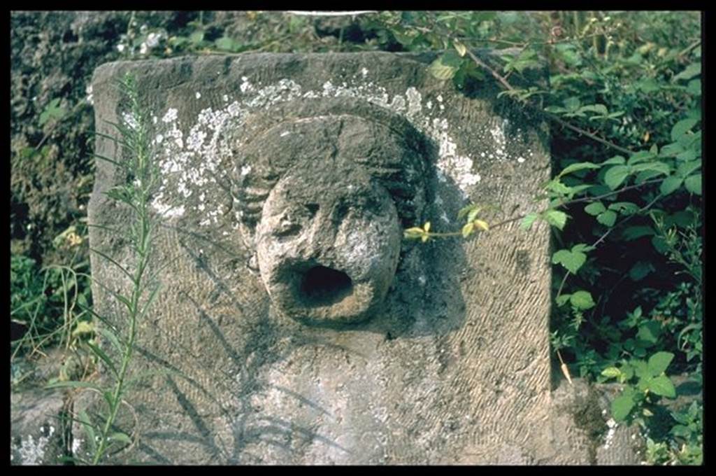 I.13.10 Pompeii. Fountain outside I.13.10, with relief of head of Juno with diadem. Photographed 1970-79 by Gnther Einhorn, picture courtesy of his son Ralf Einhorn.

