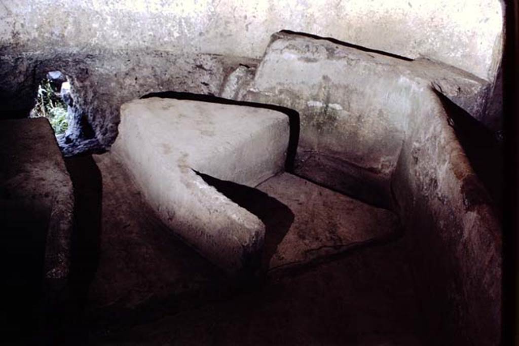 Castellum Aquae Pompeii. 1968. Western water dividing wall “m’ ”, directing wall “G”, and outer basin wall “b”. 
Photo by Stanley A. Jashemski.
Source: The Wilhelmina and Stanley A. Jashemski archive in the University of Maryland Library, Special Collections (See collection page) and made available under the Creative Commons Attribution-Non Commercial License v.4. See Licence and use details.
J68f1209
