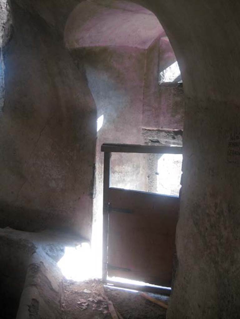 Castellum Aquae Pompeii. July 2012. West side entrance door with window above. 
Photo courtesy of Sharon M. Wolf.
