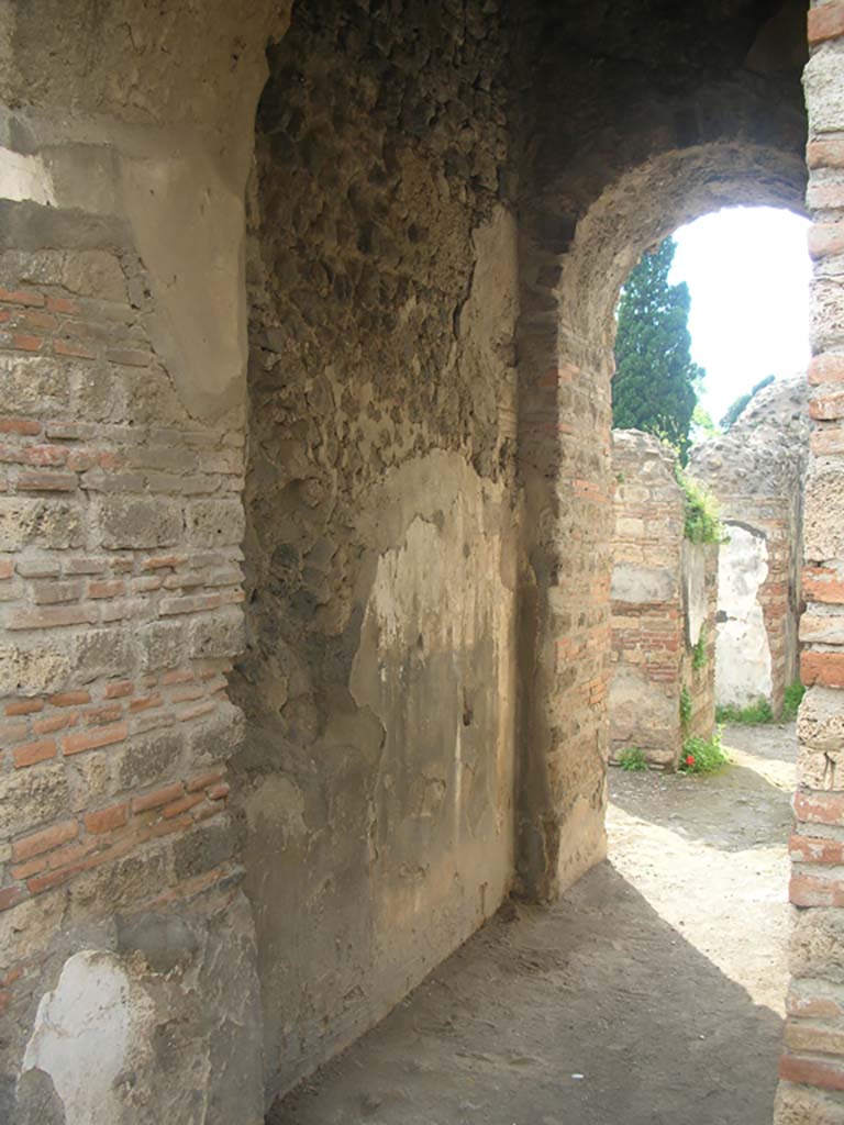 Porta Ercolano or Herculaneum Gate, Pompeii. May 2010. 
Looking north along west interior wall on east side of gate. Photo courtesy of Ivo van der Graaff.
