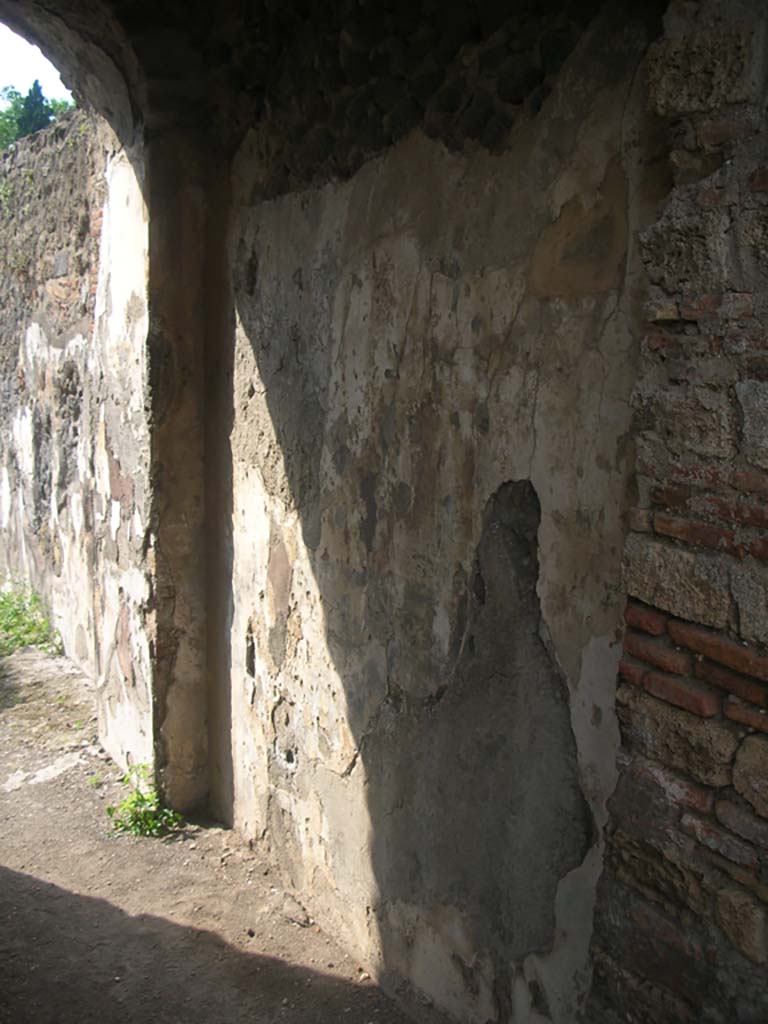 Porta Ercolano or Herculaneum Gate, Pompeii. May 2010. 
Looking north along south end on east side of gate. Photo courtesy of Ivo van der Graaff.
