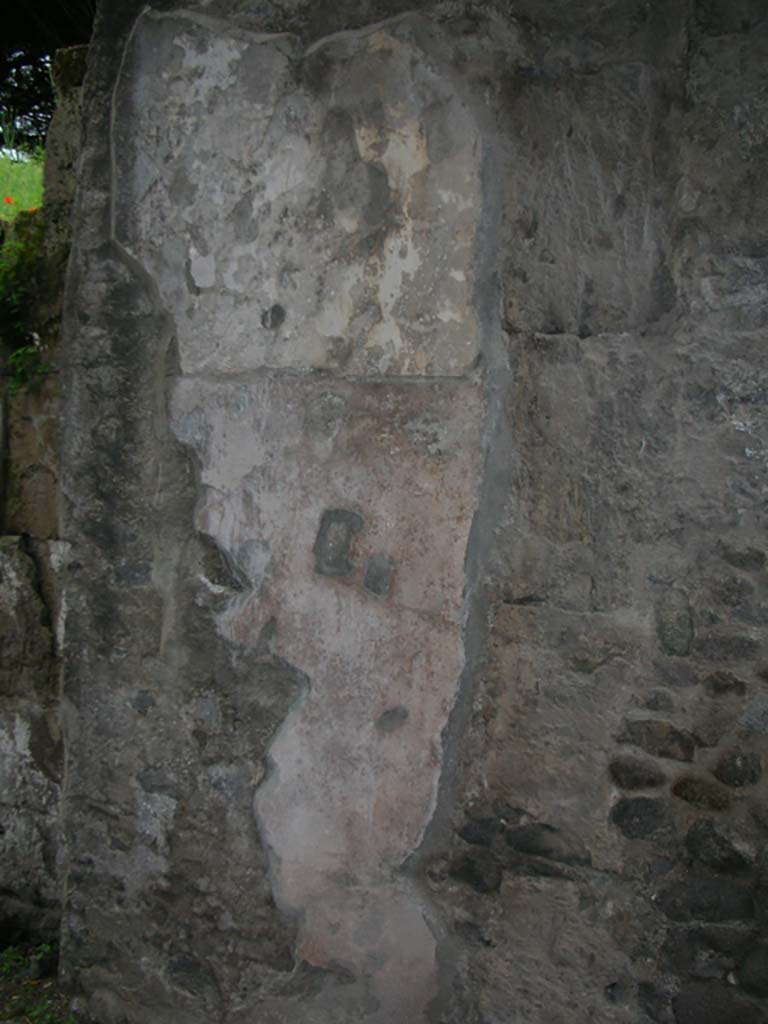 Nola Gate, Pompeii. May 2010. 
North side of gate at west end, with remaining plaster. Photo courtesy of Ivo van der Graaff.
