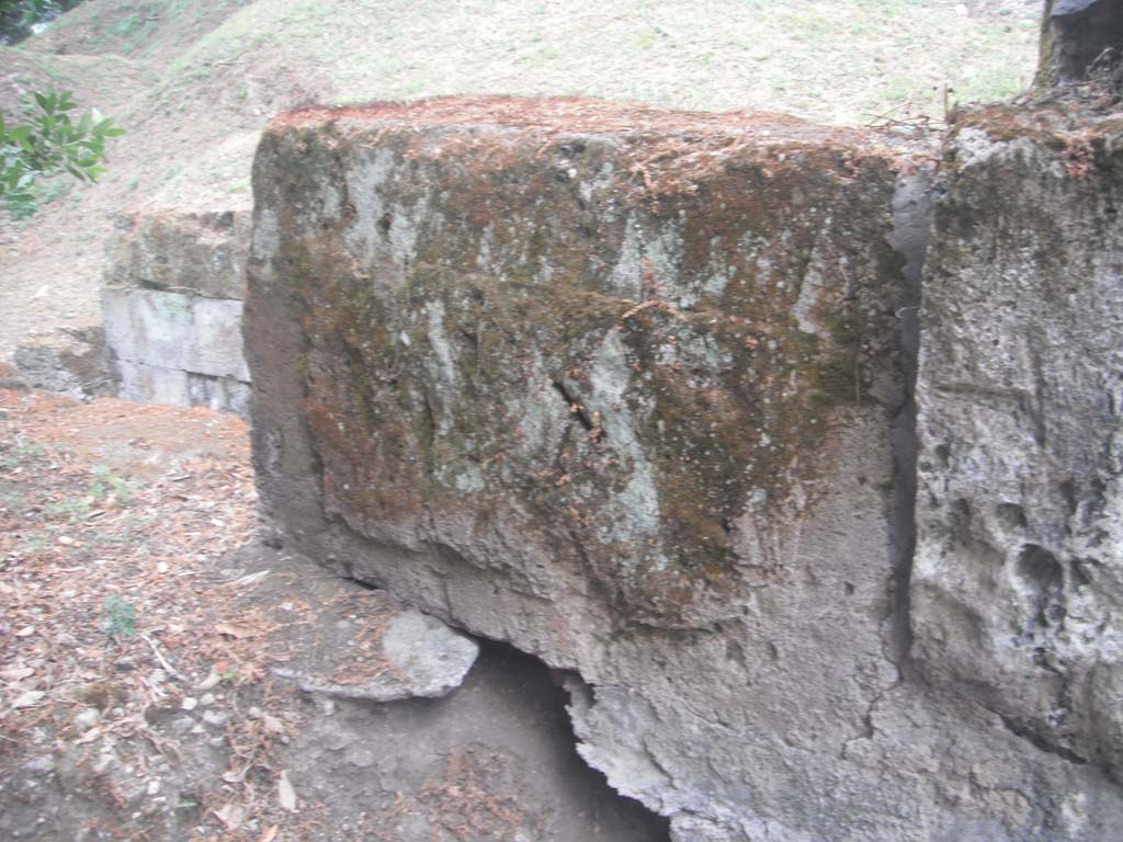 Nola Gate, Pompeii. May 2011. Detail of north side of block from upper north side on east side of vault. Photo courtesy of Ivo van der Graaff.

