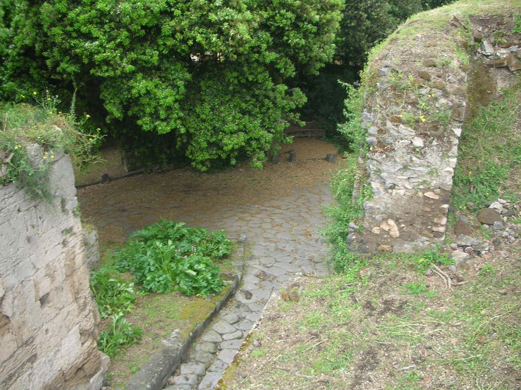 Nola Gate, Pompeii. May 2010. Looking north-east from upper south wall at east end of gate. Photo courtesy of Ivo van der Graaff.