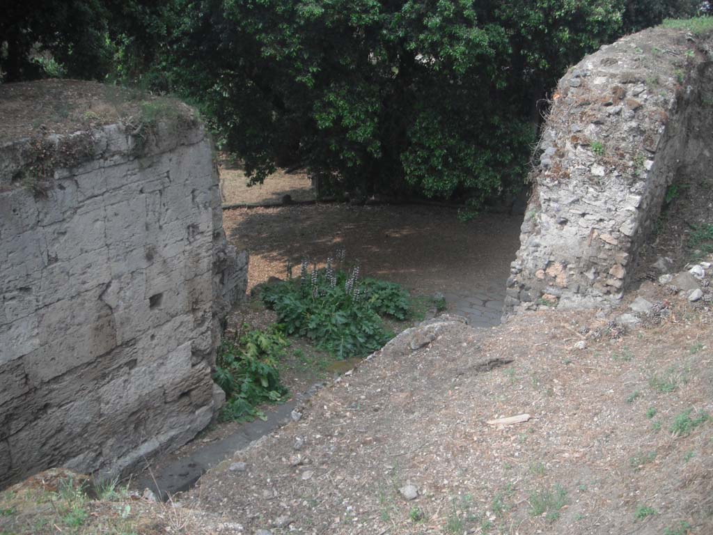 Nola Gate, Pompeii. May 2010. Looking north-east from upper south wall at east end of gate. Photo courtesy of Ivo van der Graaff.