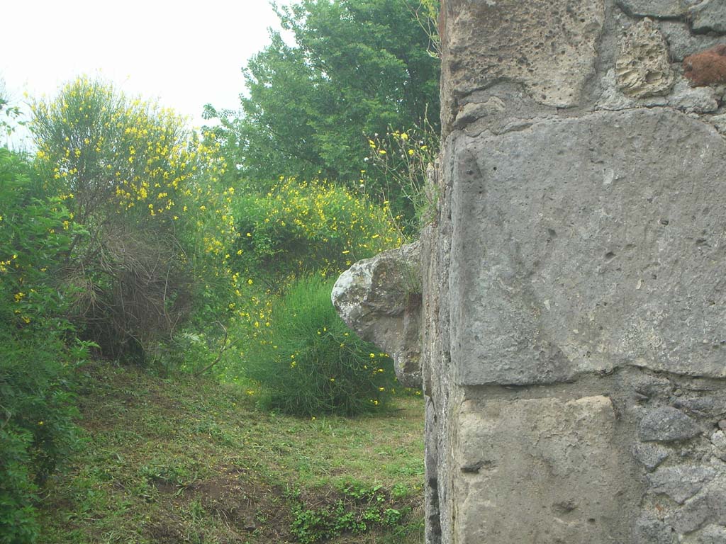 Nola Gate, Pompeii. May 2010. Looking north towards head of Minerva on west side of gate. Photo courtesy of Ivo van der Graaff.