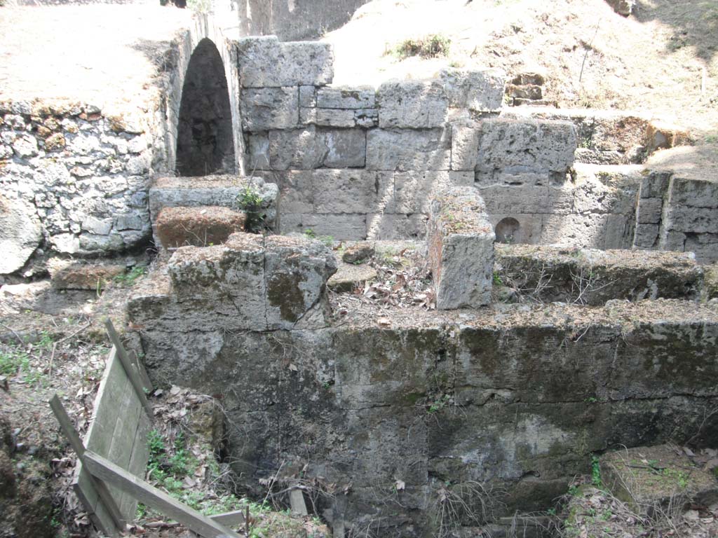 Porta Stabia, Pompeii. May 2011. 
Upper west side of gate, looking east, continuation from above photo. Photo courtesy of Ivo van der Graaff.
