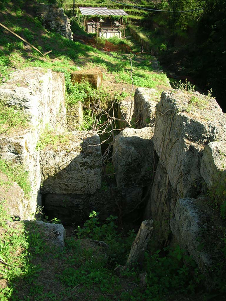 Porta Stabia, Pompeii. May 2010. 
Looking south along upper east side of gate. Photo courtesy of Ivo van der Graaff.
