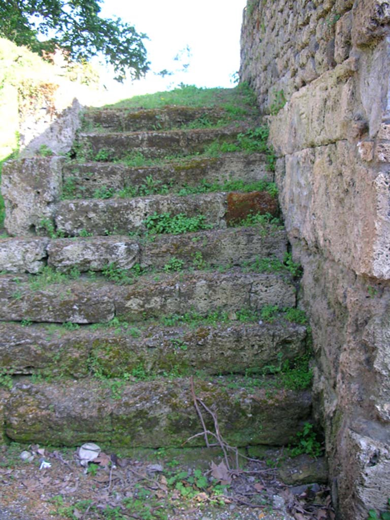 Porta Stabia, Pompeii. May 2010. Steps against east wall of gate. Photo courtesy of Ivo van der Graaff.