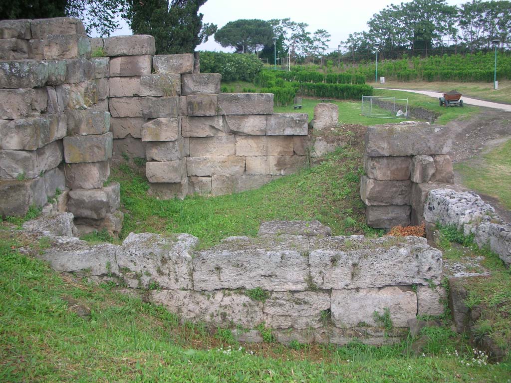 Vesuvian Gate, Pompeii. May 2010. Looking north across upper tower area on west side of gate. Photo courtesy of Ivo van der Graaff.