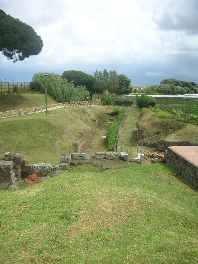 Vesuvian Gate Pompeii. May 2010. 
Looking east along City Wall from top of Vesuvian Gate. Photo courtesy of Ivo van der Graaff.

