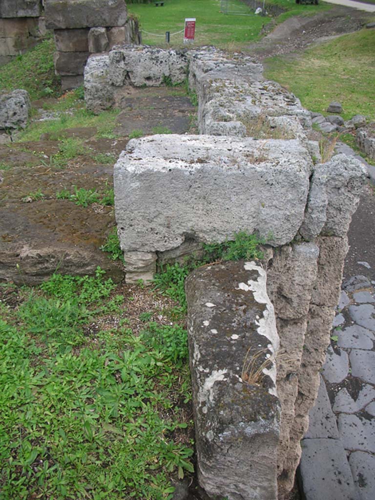 Vesuvian Gate, Pompeii. May 2010. 
Detail of upper west side of gate, looking north. Photo courtesy of Ivo van der Graaff.

