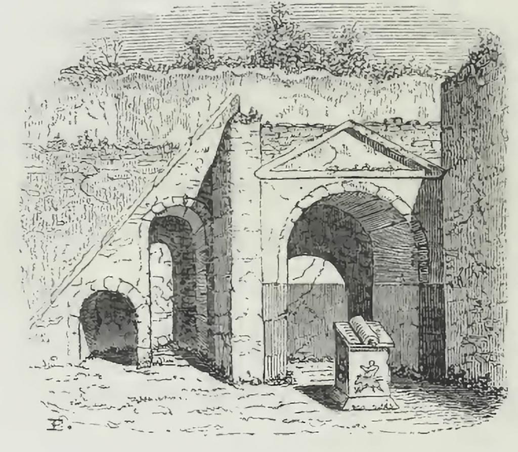 HGE12 Pompeii. Drawing of Sacrarium by Breton, 1855.
See Breton, Ernest. 1855. Pompeia, decrite et dessine : Seconde édition. Paris : Baudry, p. 233.
