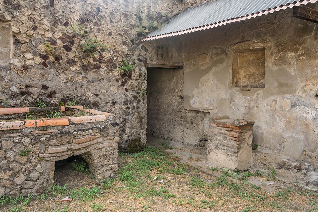 Villa of Mysteries, Pompeii. July 2024. Room 61, looking towards north-west corner of kitchen courtyard. Photo courtesy of Johannes Eber.

