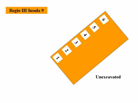 Pompeii Regio III(3) Insula 9. Plan of entrances 1 to 6