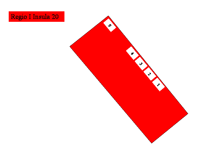 Pompeii Regio I(1) Insula 20 plan to access entrances 1 to 5