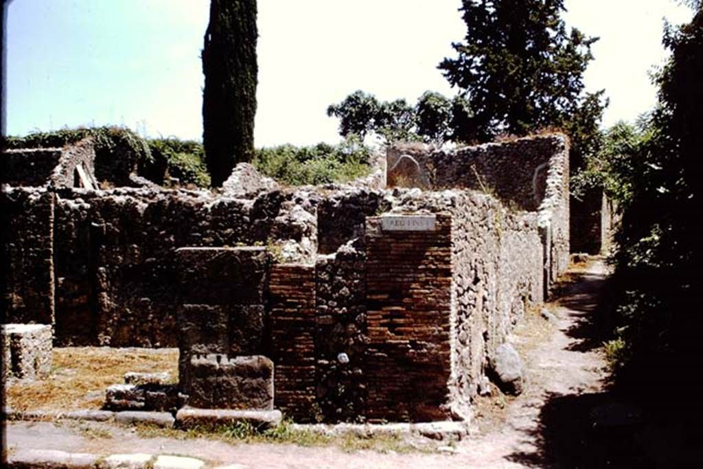 I.1.1 Pompeii. 1966. Looking towards doorway on east side of Via Stabiana, and small vicolo. 
Photo by Stanley A. Jashemski.
Source: The Wilhelmina and Stanley A. Jashemski archive in the University of Maryland Library, Special Collections (See collection page) and made available under the Creative Commons Attribution-Non Commercial License v.4. See Licence and use details.
J66f0194