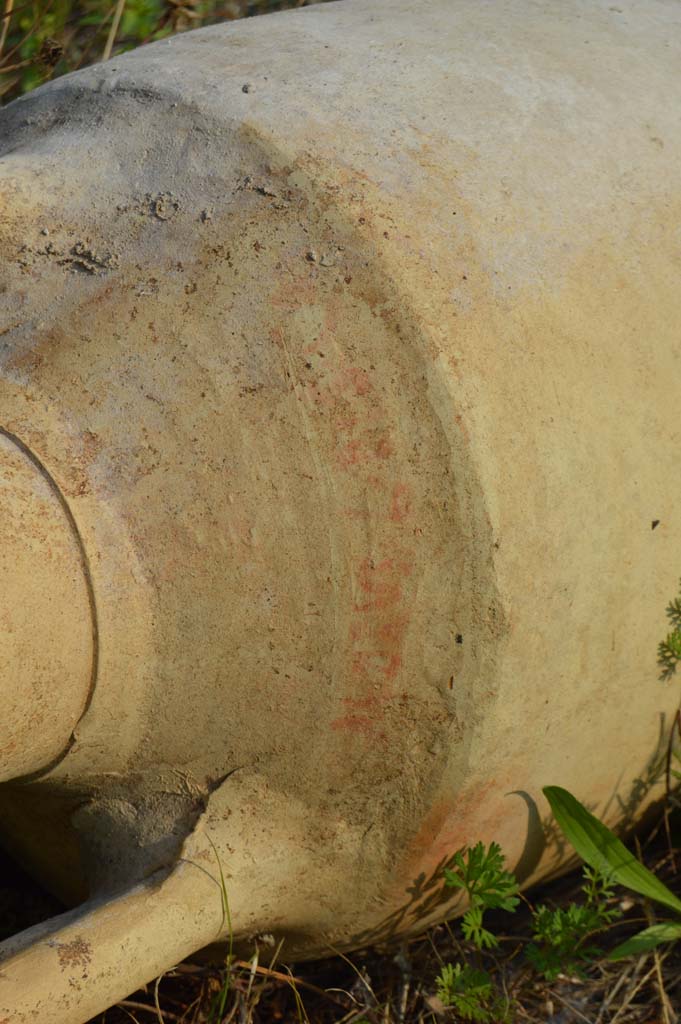 I.2.24 Pompeii. October 2017. Red lettering on the neck of the amphora.
Foto Taylor Lauritsen, ERC Grant 681269 DCOR.
