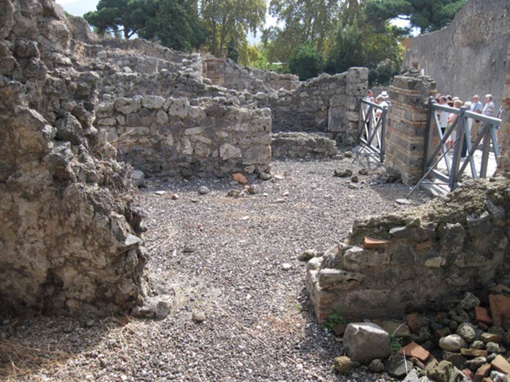 I.3.6 Pompeii. September 2010. Looking south from vaulted room, across entrance room towards doorway into adjoining I.3.5. Photo courtesy of Drew Baker.
