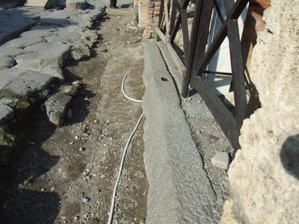 I.3.11 Pompeii. December 2007.  Entrance threshold or sill for sliding shutters.