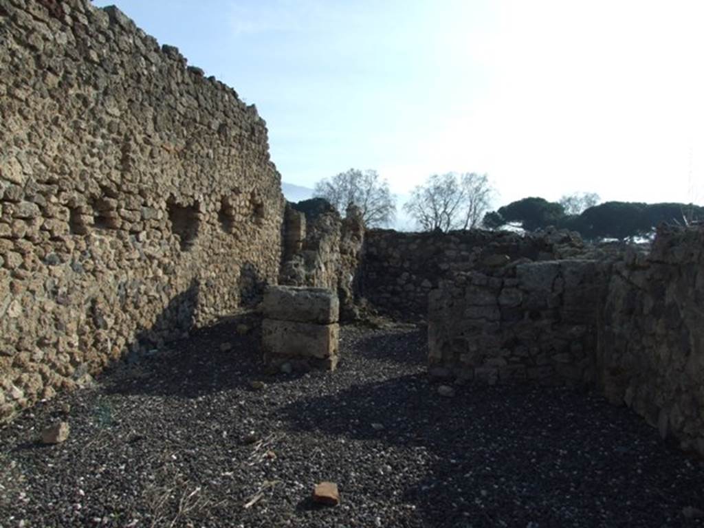 I.3.13 Pompeii. December 2007. Looking south across shop towards corridor and rear rooms.