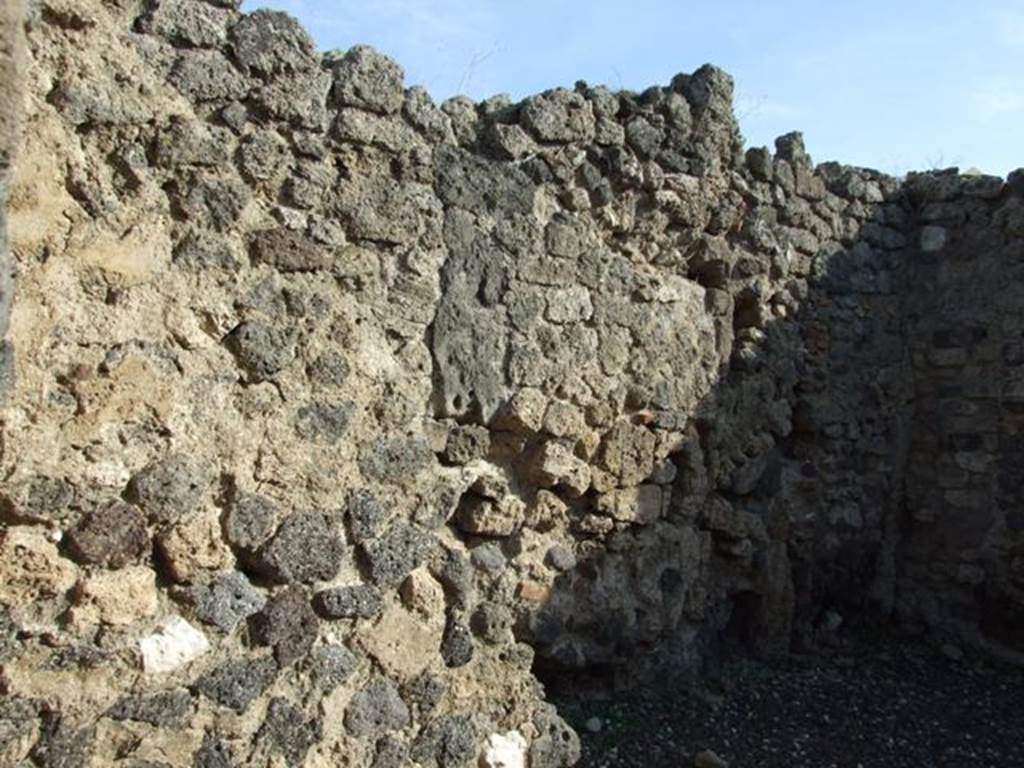 I.3.18 Pompeii. December 2007. East wall, and area of doorway blocked in antiquity, leading to a room in I.3.20.