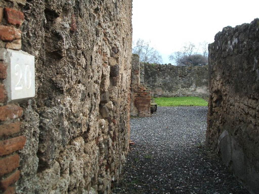 I.3.20 Pompeii. December 2007. Looking south along entrance corridor.