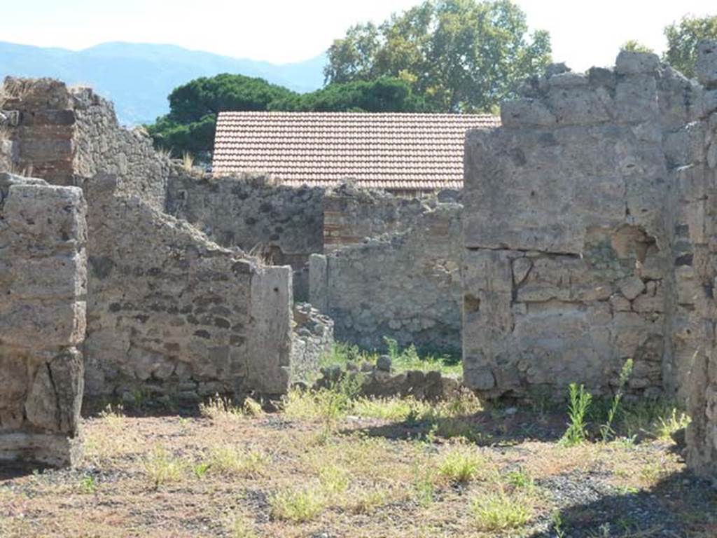 I.3.23 Pompeii. September 2015. Looking towards south side of atrium, and through tablinum to peristyle area.