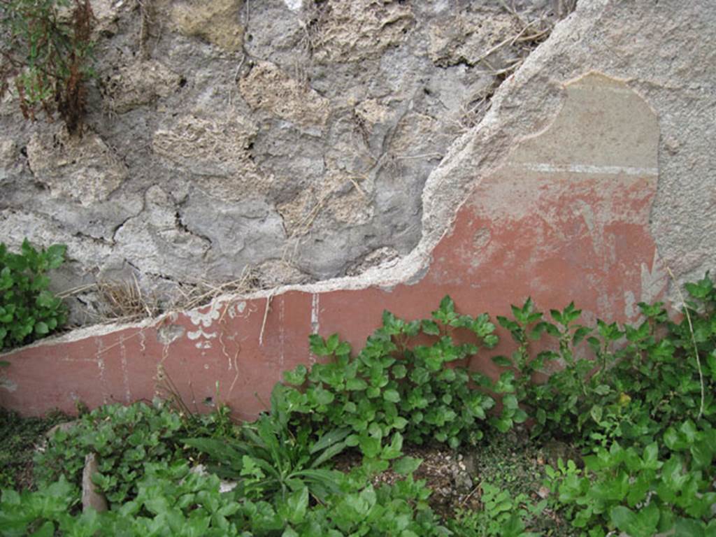 I.3.29 Pompeii. September 2010. Room 4, north wall, with detail of fresco from lower wall. 
Photo courtesy of Drew Baker.
