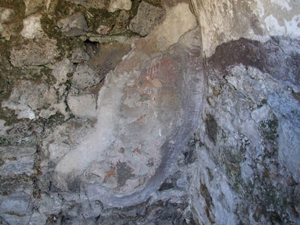 I.3.30 Pompeii. March 2009. Small room at rear of room 3, painted plaster in cupboard under steps.