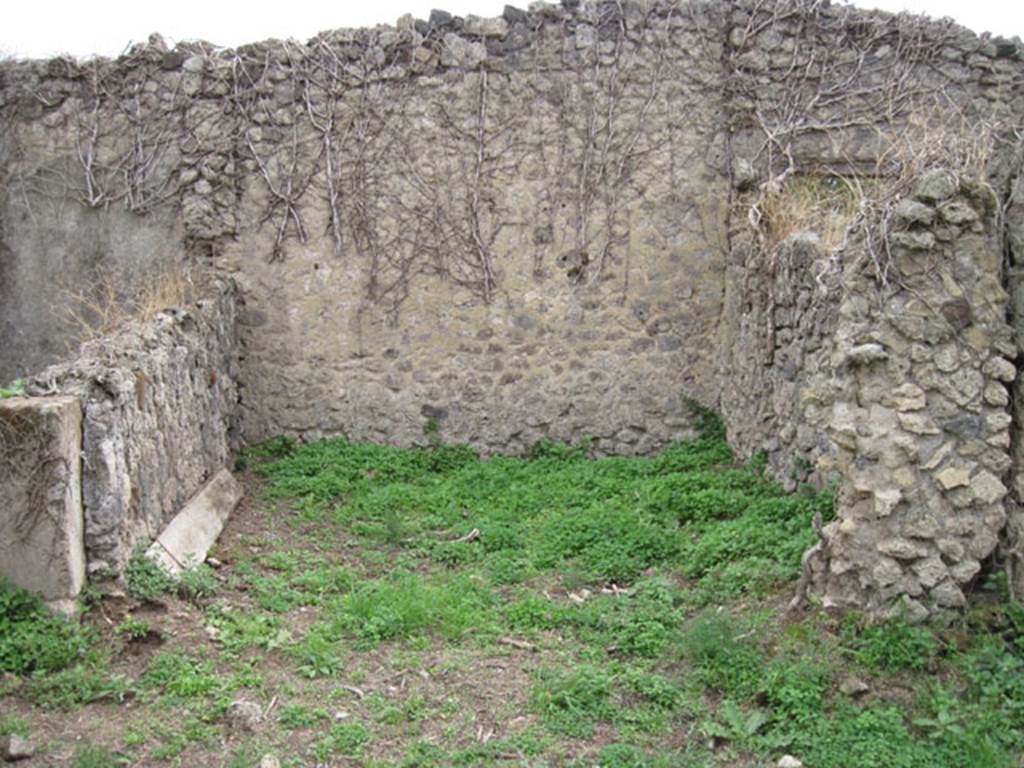 I.3.30 Pompeii. September 2010. Looking south from peristyle into large room 10, which according to Jashemski would have got its light through the large doorway onto the peristyle. Photo courtesy of Drew Baker.
