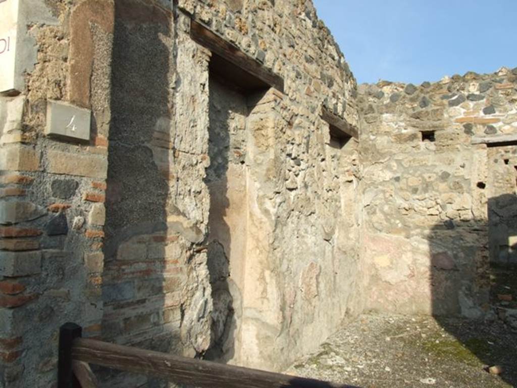 I.4.4 Pompeii. December 2007. Looking east along north wall from entrance doorway.