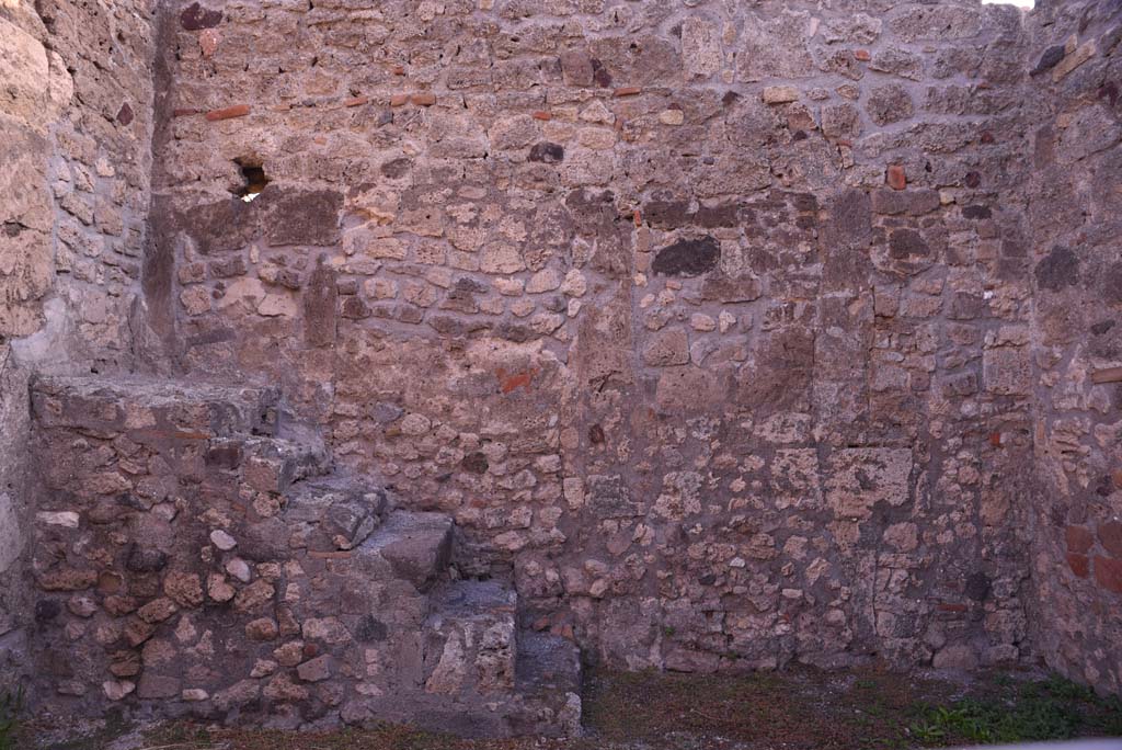 I.4.8 Pompeii. October 2019. Steps to upper floor against east wall of shop-room.
Foto Tobias Busen, ERC Grant 681269 DCOR.
