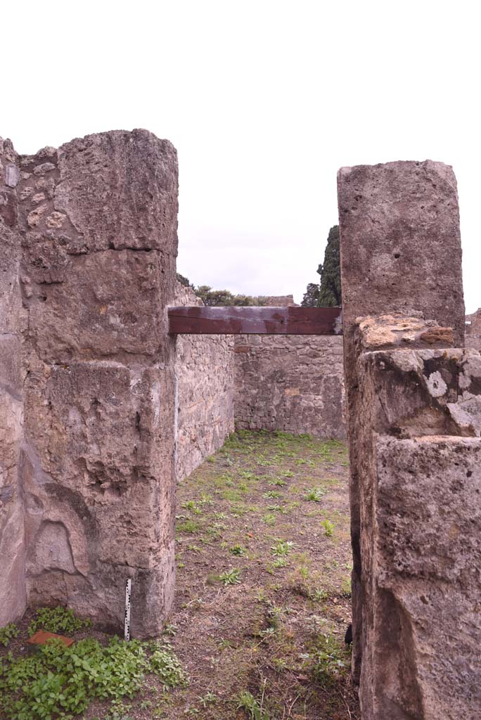 I.4.9 Pompeii. October 2019. Room g, west wall with doorway to atrium.
Foto Tobias Busen, ERC Grant 681269 DCOR.
