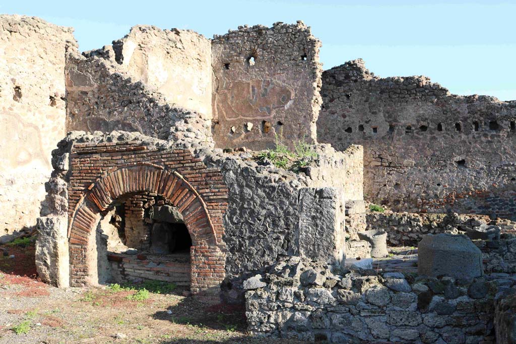 I.4.13 Pompeii. December 2018. Looking north-east towards oven. Photo courtesy of Aude Durand.