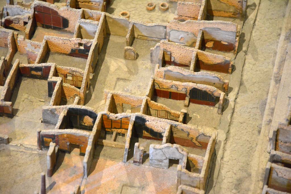 I.4.22 Pompeii. May 2019. 
Looking west towards long entrance corridor from Via dellAbbondanza, centre right, from above atrium of I.4.25. 
Foto Tobias Busen, ERC Grant 681269 DCOR.
