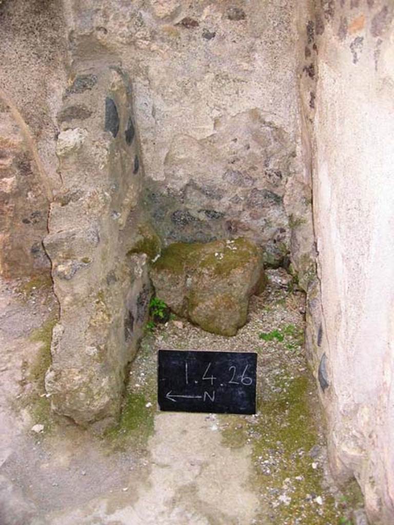 I.4.26 July 2006. Site of latrine in south-east corner of room on west side of workshop. Photo courtesy of Barry Hobson.