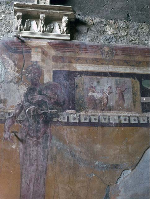 I.6.2 Pompeii. May 2016. Detail of south end of mosaic threshold or sill between antecamera and oecus/triclinium in south-east corner of the east wing. Photo courtesy of Buzz Ferebee.
