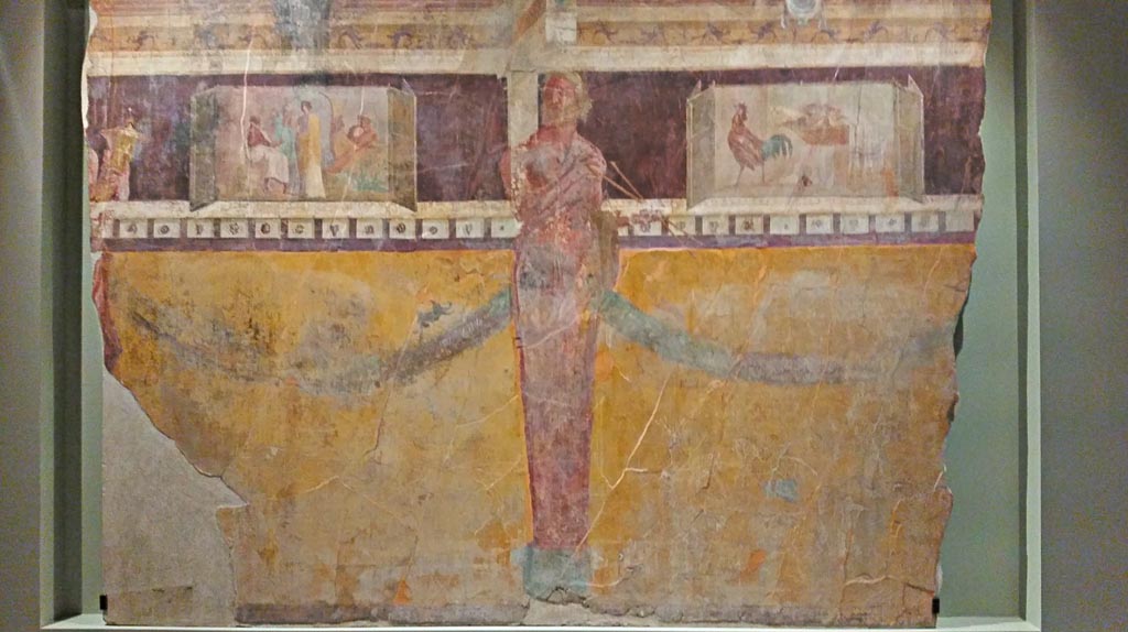 I.6.2 Pompeii. Wall painting from south wall of oecus/triclinium in south-east corner. Photo courtesy of Davide Peluso.

