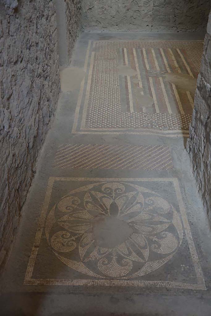 I.6.2 Pompeii. September 2019. 
Looking east across mosaic flooring from doorway of anteroom, apodyterium or changing room.
Photo courtesy of Klaus Heese.
