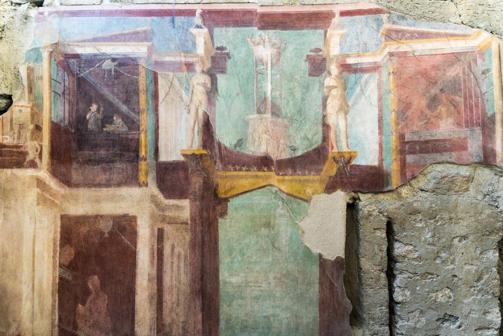 I.6.2 Pompeii. September 2019. Detail from upper centre of north wall.
Foto Annette Haug, ERC Grant 681269 DCOR.
