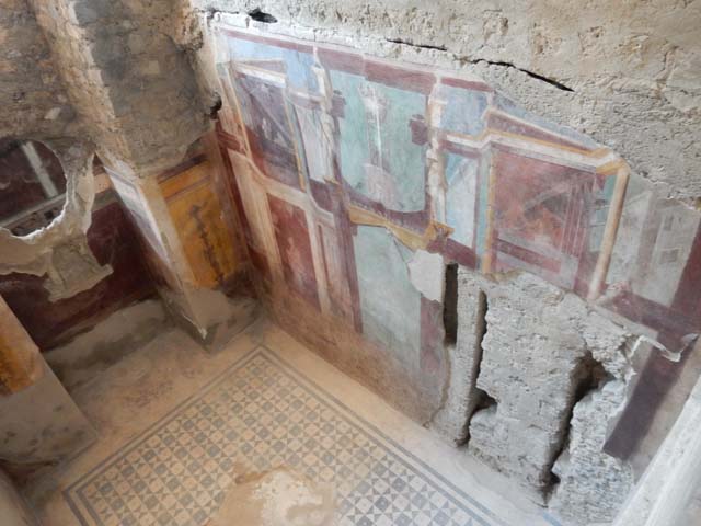 I.6.2 Pompeii. September 2019. Looking towards detail of north end of west wall of frigidarium.
Photo courtesy of Klaus Heese.
