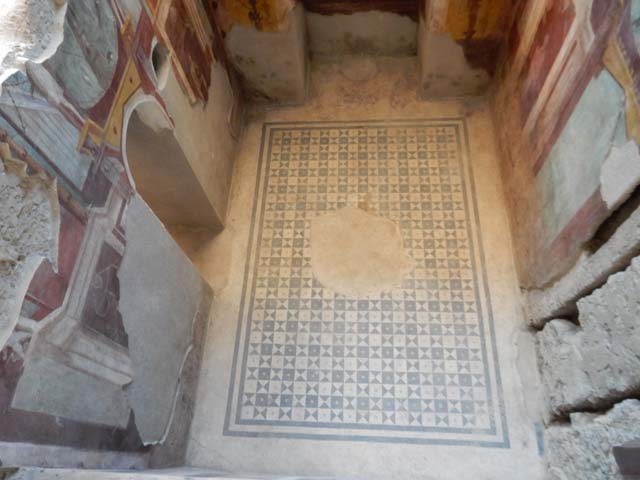 I.6.2 Pompeii. August 2021. Looking down on mosaic floor in frigidarium. Photo courtesy of Robert Hanson.

