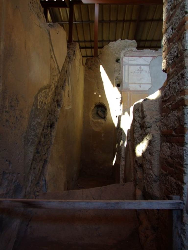 I.6.4 Pompeii.  March 2009. Room 3. Area behind staircase (included in Room 4) , and line of staircase on north wall.