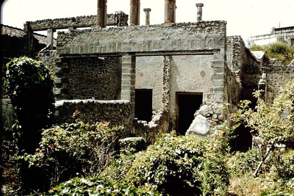 I.6.7 Pompeii. 1959. Looking north-west from garden area towards the doorway from the tablinum to the atrium, on the right. Photo by Stanley A. Jashemski.
Source: The Wilhelmina and Stanley A. Jashemski archive in the University of Maryland Library, Special Collections (See collection page) and made available under the Creative Commons Attribution-Non Commercial License v.4. See Licence and use details.
J59f0177
