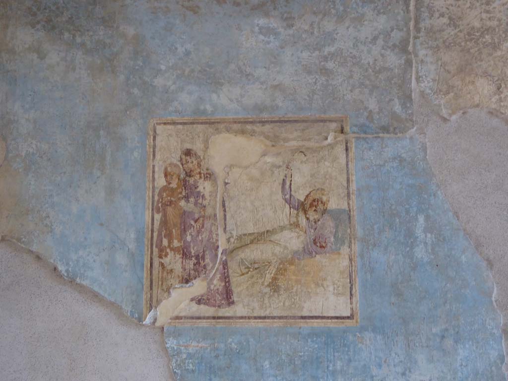 I.6.11 Pompeii. September 2015. Wall painting on east wall in north-east corner of atrium.
Foto Annette Haug, ERC Grant 681269 DÉCOR.
