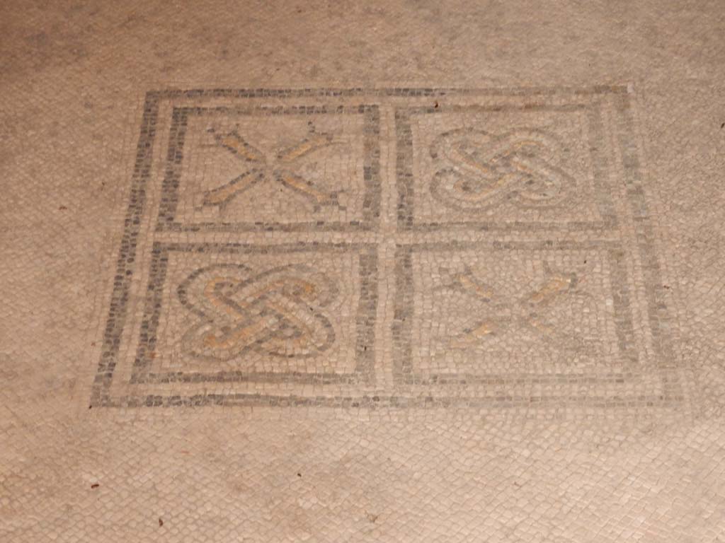 I.6.15 Pompeii. March 2019. Room 11, emblema in centre of mosaic floor.     
Foto Annette Haug, ERC Grant 681269 DCOR
